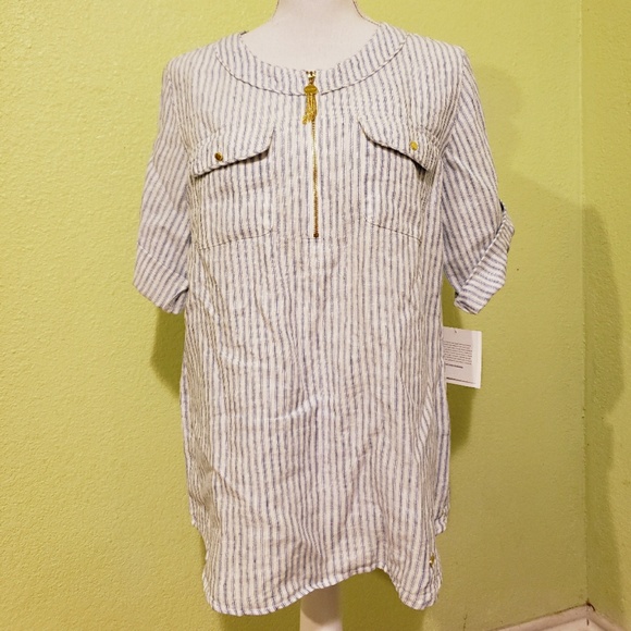 Ellen Tracy Tops - NWT Ellen Tracy roll up linen shirt